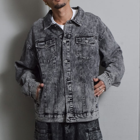 【DOUBLESTEAL】オーバーサイズケミカルデニムGジャン