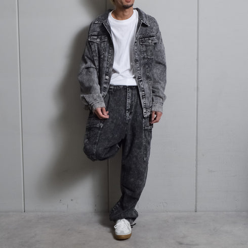 【DOUBLESTEAL】オーバーサイズケミカルデニムGジャン