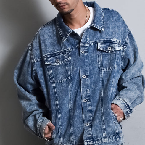 【DOUBLESTEAL】オーバーサイズケミカルデニムGジャン