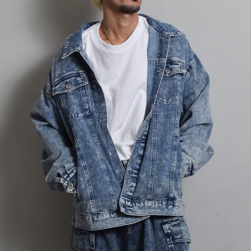 【DOUBLESTEAL】オーバーサイズケミカルデニムGジャン