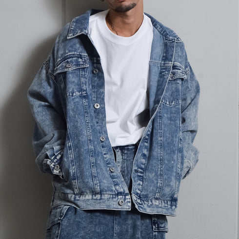 【DOUBLESTEAL】オーバーサイズケミカルデニムGジャン