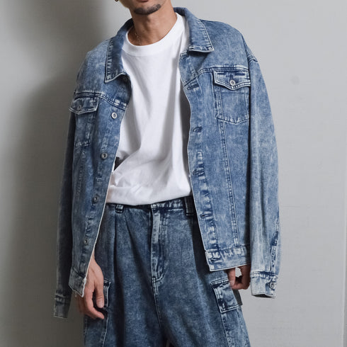 【DOUBLESTEAL】オーバーサイズケミカルデニムGジャン