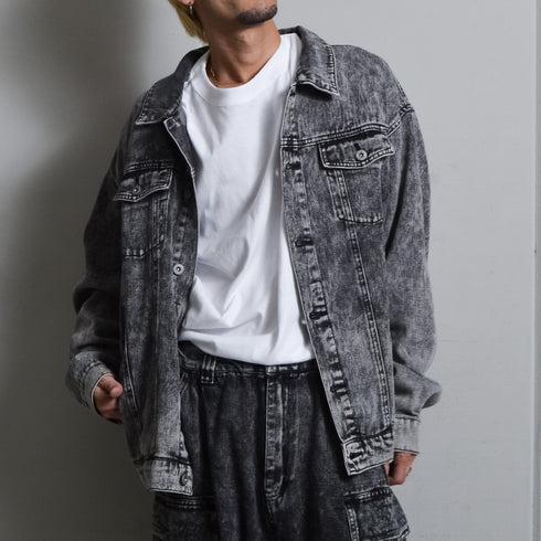 【DOUBLESTEAL】オーバーサイズケミカルデニムGジャン