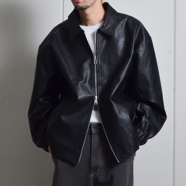 【DOUBLESTEAL】オーバーサイズPUレザーブルゾン