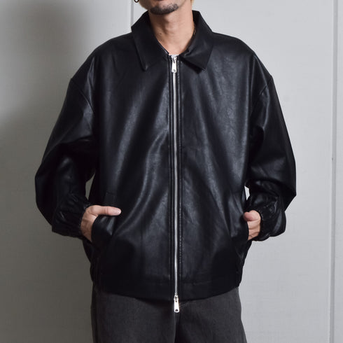 【DOUBLESTEAL】オーバーサイズPUレザーブルゾン