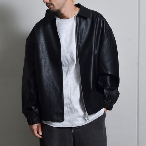 【DOUBLESTEAL】オーバーサイズPUレザーブルゾン
