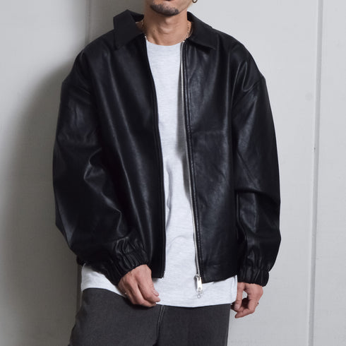 【DOUBLESTEAL】オーバーサイズPUレザーブルゾン