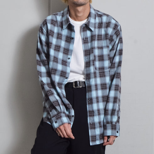 【DOUBLESTEAL】オンブレチェックオーバーサイズシャツ