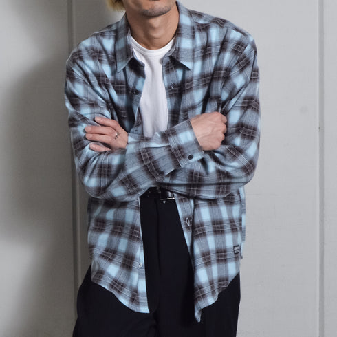 【DOUBLESTEAL】オンブレチェックオーバーサイズシャツ