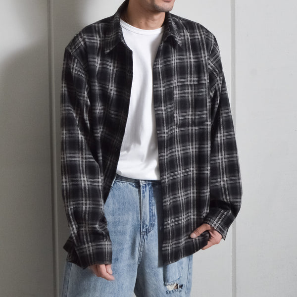 【DOUBLESTEAL】オンブレチェックオーバーサイズシャツ
