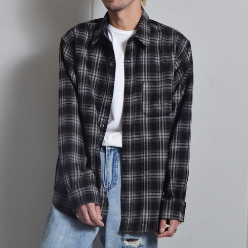 【DOUBLESTEAL】オンブレチェックオーバーサイズシャツ