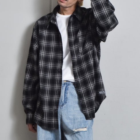 【DOUBLESTEAL】オンブレチェックオーバーサイズシャツ