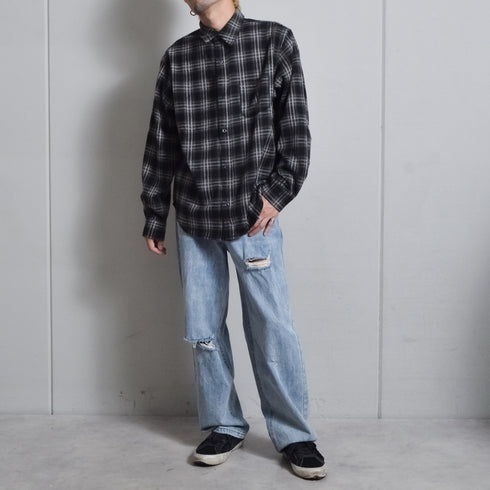 【DOUBLESTEAL】オンブレチェックオーバーサイズシャツ