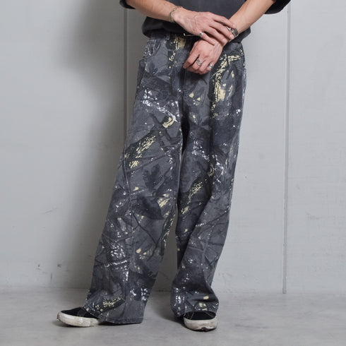 【DOUBLESTEAL】総柄イージーワイドパンツ