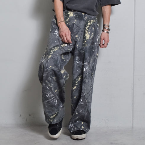 【DOUBLESTEAL】総柄イージーワイドパンツ