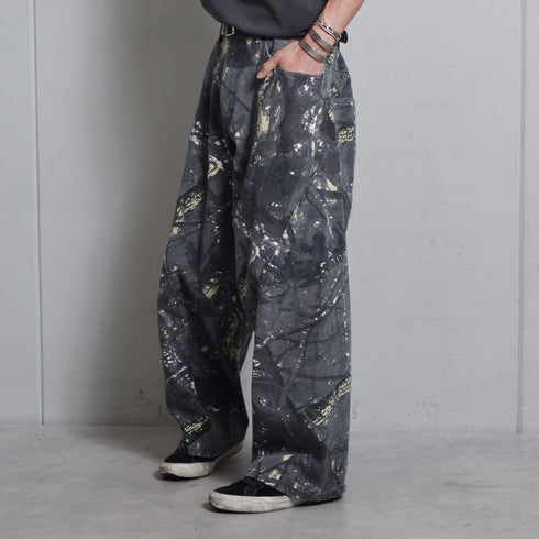 【DOUBLESTEAL】総柄イージーワイドパンツ