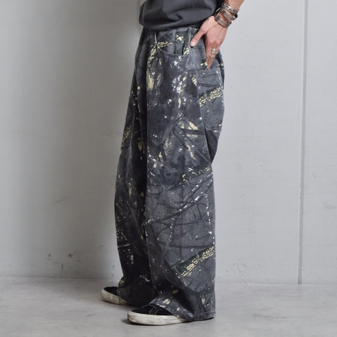 【DOUBLESTEAL】総柄イージーワイドパンツ