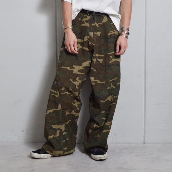 【DOUBLESTEAL】総柄イージーワイドパンツ