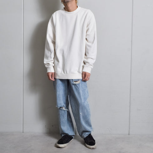 【DOUBLESTEAL】モックネックピグメントオーバーサイズスウェット