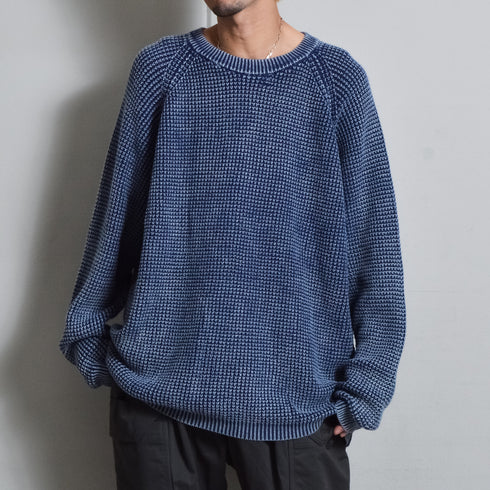 【DOUBLESTEAL】ストーンウォッシュラグランコットンニット