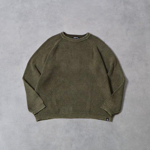 【DOUBLESTEAL】ストーンウォッシュラグランコットンニット