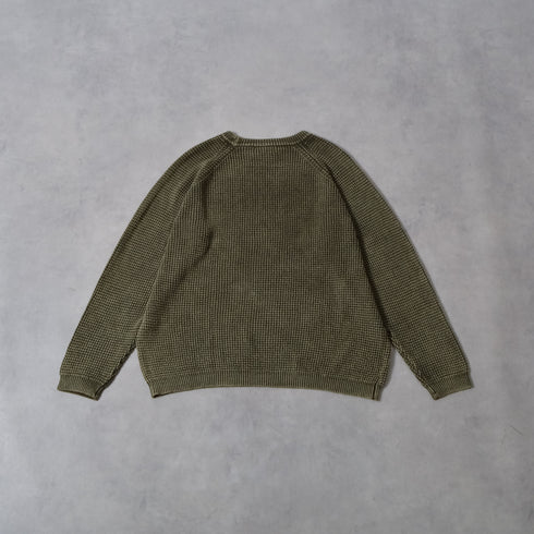 【DOUBLESTEAL】ストーンウォッシュラグランコットンニット