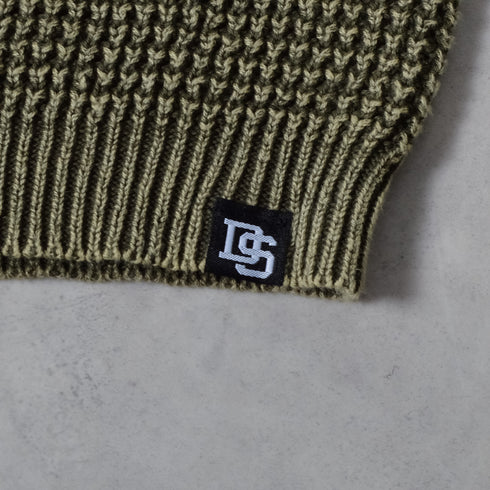 【DOUBLESTEAL】ストーンウォッシュラグランコットンニット