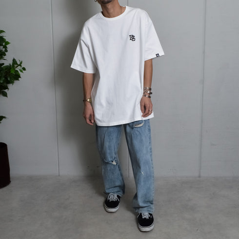 【DOUBLESTEAL】ヘビーオンスワンポイントロゴ刺繡半袖Tシャツ