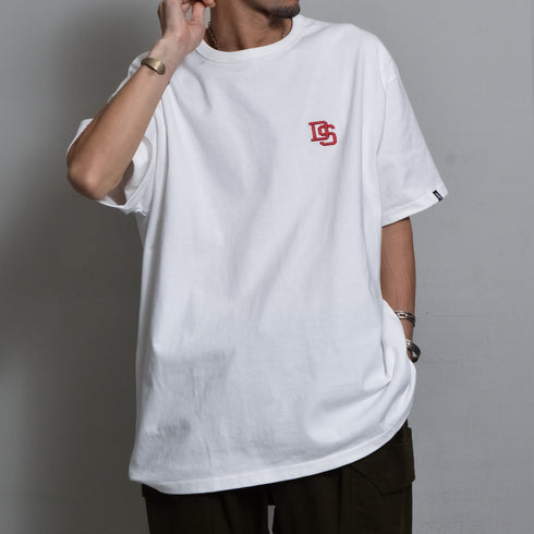 【DOUBLESTEAL】ヘビーオンスワンポイントロゴ刺繡半袖Tシャツ