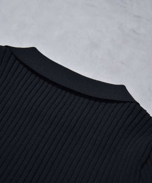 【&soiree】Wジップ襟付き長袖リブニットトップス