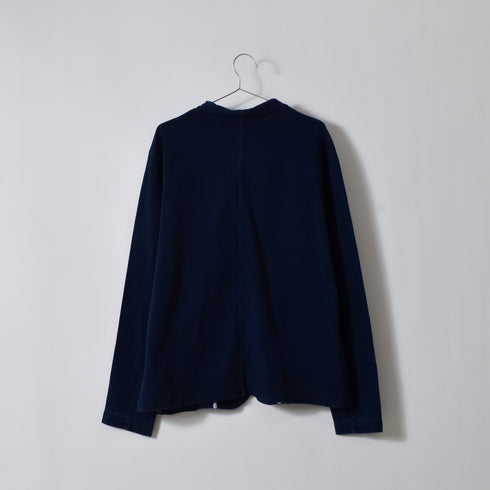 【DOUBLESTEAL】デニムライク裏毛ノーカラースウェットジャケット