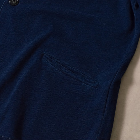 【DOUBLESTEAL】デニムライク裏毛ノーカラースウェットジャケット