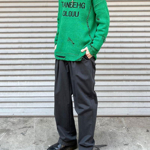 【MODISH GAZE】フロントロゴダメージ加工ニット