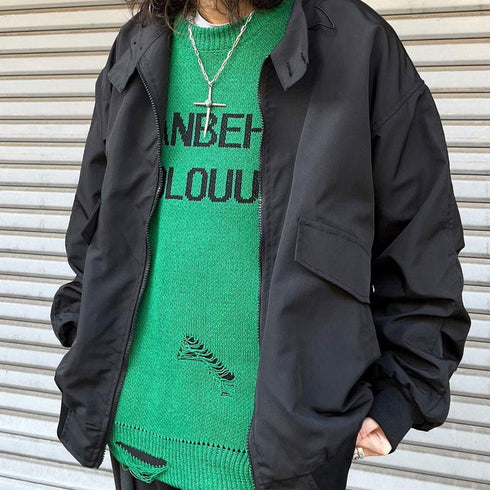 【MODISH GAZE】フロントロゴダメージ加工ニット