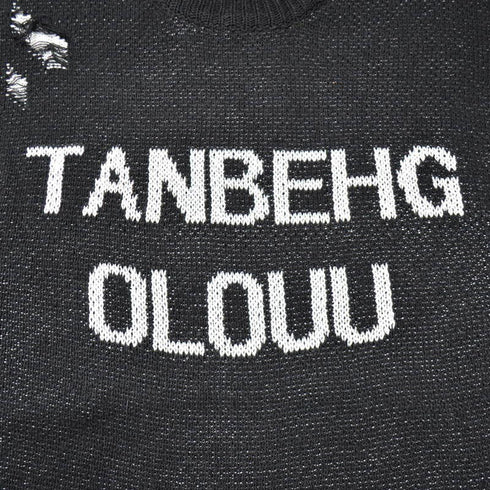 【MODISH GAZE】フロントロゴダメージ加工ニット