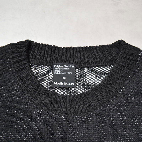 【MODISH GAZE】フロントロゴダメージ加工ニット