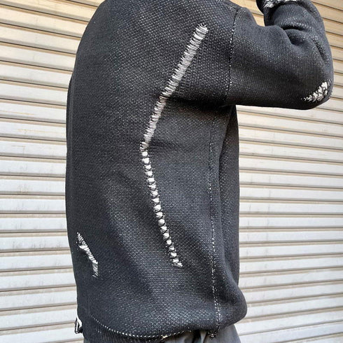 【MODISH GAZE】フロントロゴダメージ加工ニット