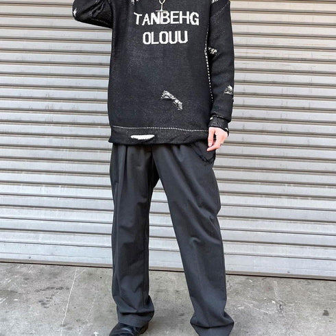 【MODISH GAZE】フロントロゴダメージ加工ニット