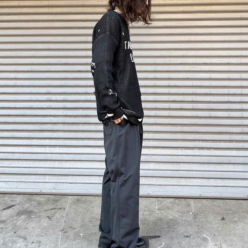 【MODISH GAZE】フロントロゴダメージ加工ニット