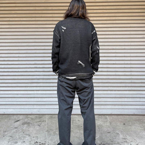 【MODISH GAZE】フロントロゴダメージ加工ニット