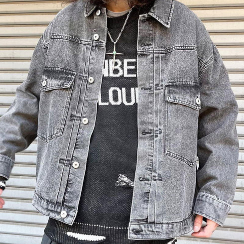 【MODISH GAZE】フロントロゴダメージ加工ニット