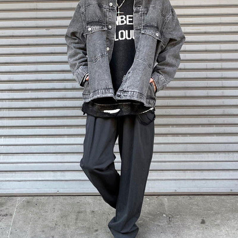 【MODISH GAZE】フロントロゴダメージ加工ニット