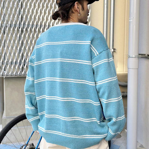 【MODISH GAZE】ワンポイントロゴボーダーニット