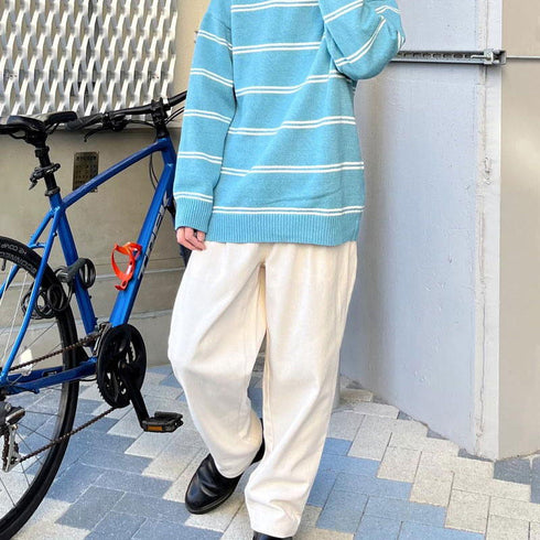 【MODISH GAZE】ワンポイントロゴボーダーニット