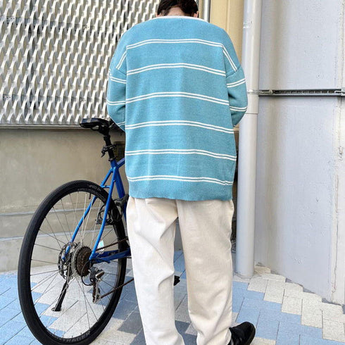 【MODISH GAZE】ワンポイントロゴボーダーニット