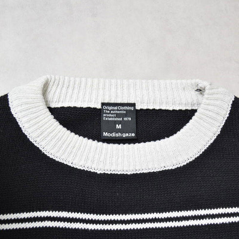 【MODISH GAZE】ワンポイントロゴボーダーニット