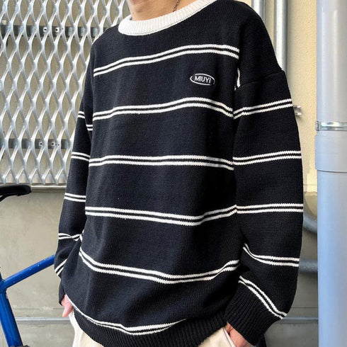 【MODISH GAZE】ワンポイントロゴボーダーニット