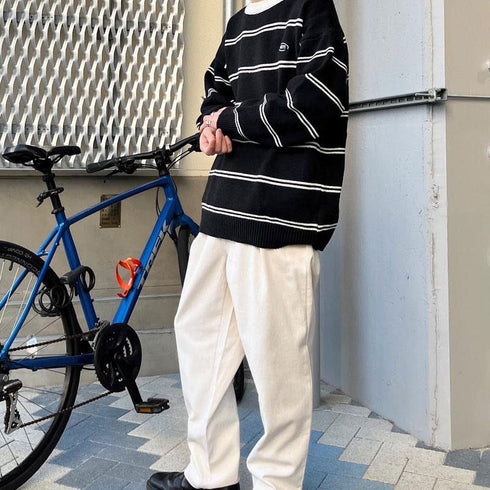 【MODISH GAZE】ワンポイントロゴボーダーニット