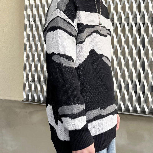 【MODISH GAZE】マーブル柄オーバーサイズニット