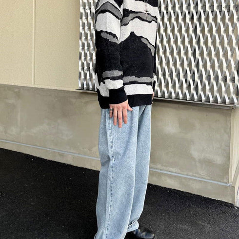 【MODISH GAZE】マーブル柄オーバーサイズニット